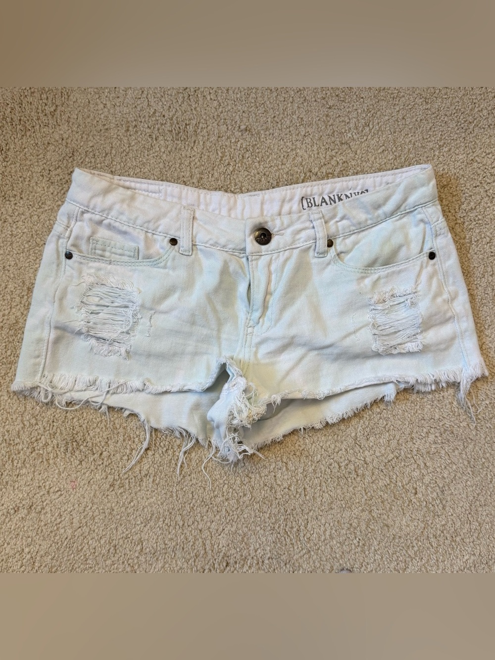 Blank NYC White Distressed Denim Shorts